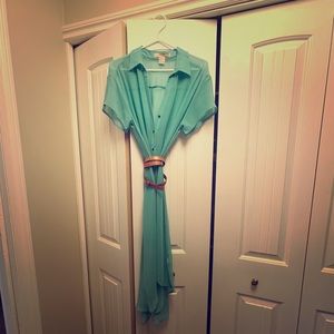 Beautiful teal chiffon style dress